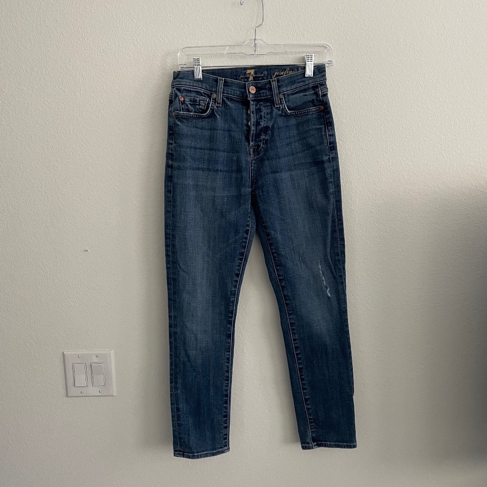7 for all Mankind Jeans Women's Size 25 Blue Josefina Skinny Boyfriend Denim